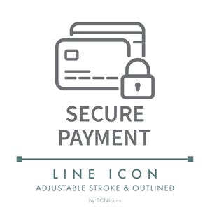 Secure Payment Ecommerce Line Icon SVG, Minimalist Credit Card Payment Logo PNG, Payment Gateway Online Store Checkout Website Vector