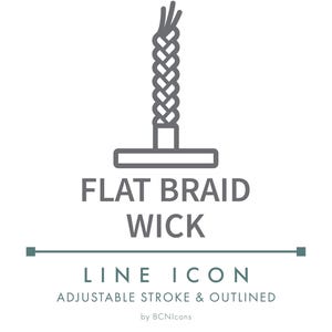 Flat Braid Wick Line Icon SVG, Wax Candle Flat Braided Wick Packaging Clipart PNG, Candle Making Vector Symbol, Braid Candle Wick Logo