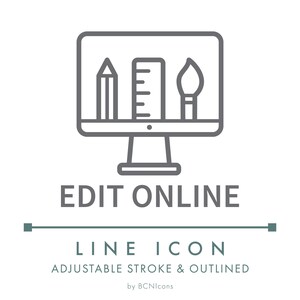 Edit Online Digital Product Line Icon SVG, Change Color Size Symbol PNG, Digital Download Color Picker Website Editor Vector Logo