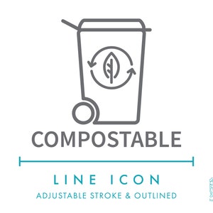Kompostierbare Linie Symbol SVG, biologisch abbaubare umweltfreundliche Verpackung PNG, Recycling Naturkosmetik Produkt Symbol Vektor Symbol