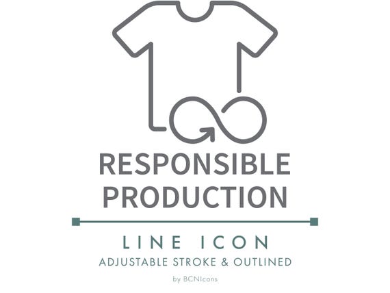 Responsible Production Clothes Line Icon SVG, Minimalist Eco Friendly Manufacturing Logo PNG, Ethical Sustainable Slow Fashion Vector Symbol