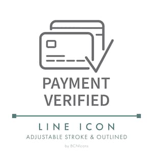 Payment Verified Ecommerce Line Icon SVG, Web Shop Credit Card Payment Method Logo PNG, Payment Gateway Online Store Checkout Website Button