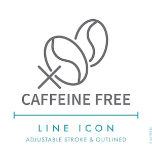 Icône de ligne nutrition sans caféine SVG