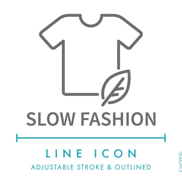 Slow Fashion Clothes Line Icon SVG, Minimalist Eco Friendly Apparel PNG, Ecological Ethical Sustainable Clothing Symbol, Green Fashion