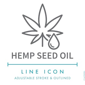 Icône de ligne d'huile de graines de chanvre SVG, huile végétale de chanvre icône de produits naturels et cosmétiques d'huile de chanvre PNG, symbole de produit sain biologique d'huile végétale de chanvre