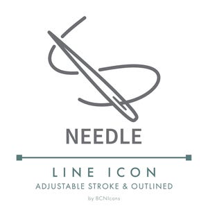 Needle Sewing Line Icon SVG, Sew Needles Clothing Textile Logo PNG, Needle and Thread Handmade Clothing Fashion Apparel Vector Symbol