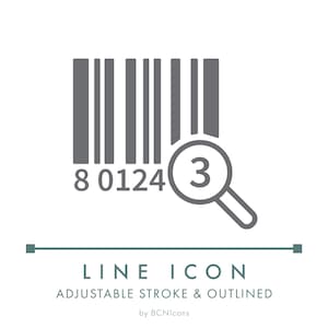 Barcode verzendlijn pictogram SVG, minimalistisch productverpakking label logo PNG, barcode teken SKU logistiek vector symbool