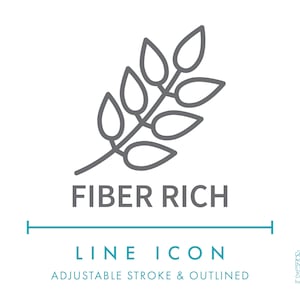 Icône de ligne riche en fibres SVG, icône de symbole de nourriture de nutrition à haute teneur en fibres minimaliste PNG, fruits et légumes plante boisson ingrédients nutritionnels vecteur