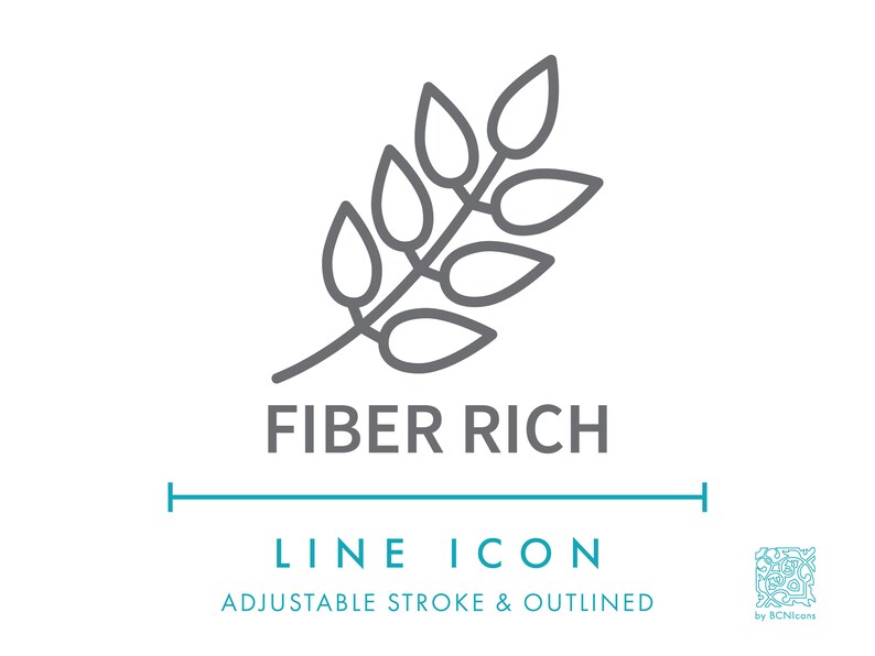 Fiber Rich Line Icon SVG, Minimalist High Fiber Nutrition Food Symbol