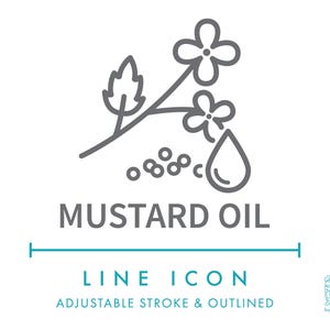 Icône de ligne d'huile de moutarde SVG, icône de produits naturels et cosmétiques d'huile végétale de moutarde PNG, symbole de produit sain biologique d'huile végétale de graine de moutarde