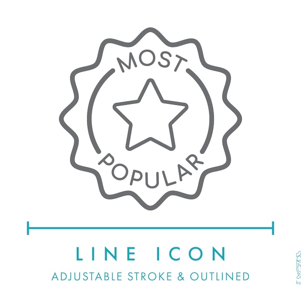 Most Popular Badge Ecommerce Line Icon SVG, Shop Product Bestseller Web Symbol Icon PNG, Best Seller Product Online Store Vector Logo Symbol