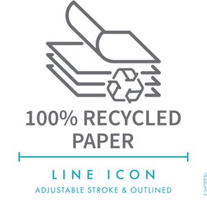 100% gerecycled papier lijnpictogram SVG, milieuvriendelijk productverpakkingspictogram png, product zonder plastic, schadelijke chemicaliën, gratis vectorsymbool