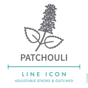 Patchouli Flower Fragrance Candle Making Line Icon SVG, Patchouli Scent Wax Melts Candle Clipart, Patchouli Perfume Cosmetics Symbol Vector