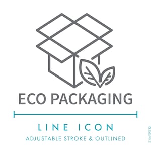 Icono de línea de embalaje ecológico SVG, icono de embalaje ecológico minimalista PNG, icono de vector de símbolo de producto natural sostenible y ecológico