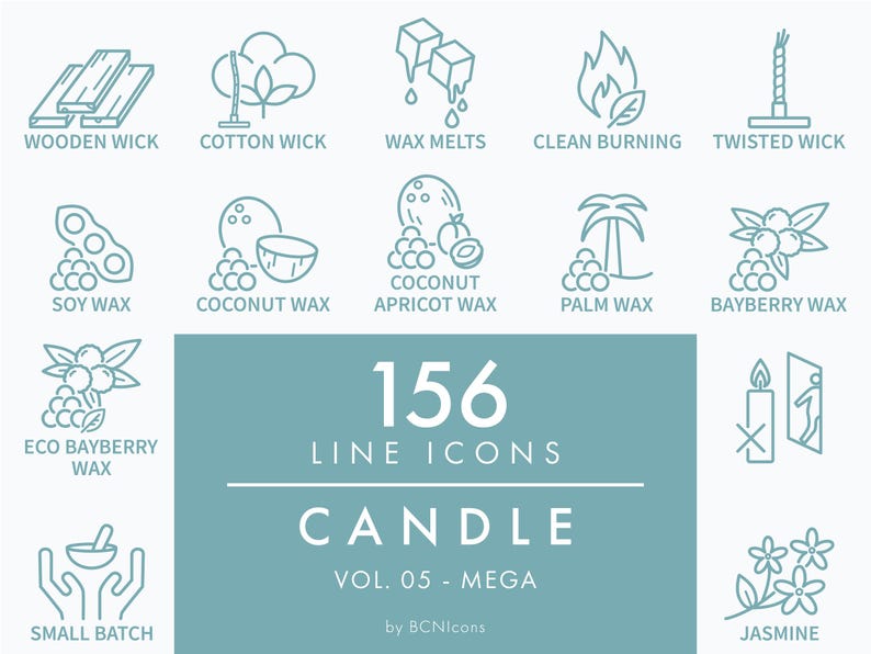 MEGA PACK Candle Making Symbols Vol. 05 Line Icons SVG, Minimalist ...
