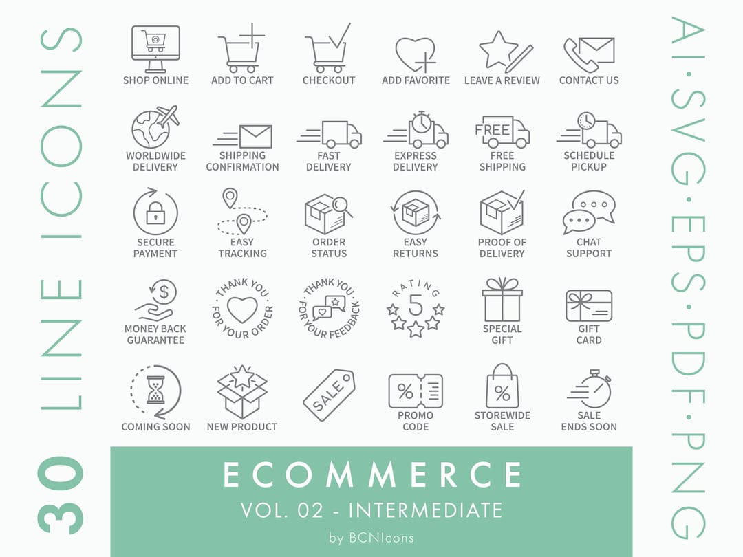 Ecommerce Symbols Vol. 02 Intermediate Icon Pack SVG, Minimalist ...