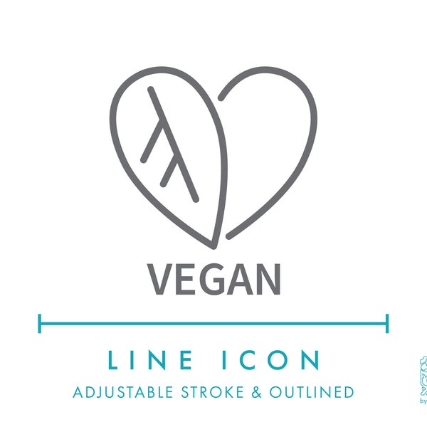 Vegan Line Icon SVG, Minimalist Plant Based Natural Food & Cosmetics Packaging Icon PNG, Vegetarian Ingredients Product Symbol Vector Icon