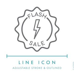 Ícone de linha de comércio eletrônico de carimbo de venda relâmpago SVG, ícone de promoção limitada de loja minimalista PNG, vetor de símbolo de emblema de logotipo de loja on-line de venda de desconto