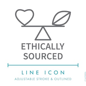 Icône de ligne d'approvisionnement éthique SVG, icône d'emballage écologique minimaliste PNG, icône de vecteur de symbole de produit cosmétique naturel durable