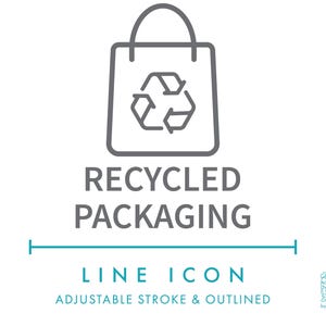 Icono de línea de embalaje reciclado SVG, icono de embalaje ecológico minimalista PNG, icono de vector de símbolo de producto natural sostenible y ecológico