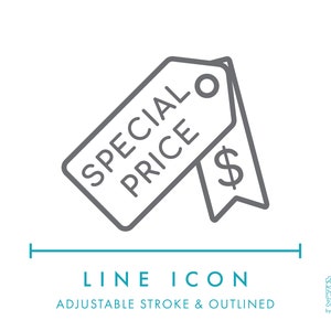 Icona della linea di e-commerce con prezzo speciale in formato SVG, icona di sconto per negozio online aziendale in formato PNG, icona vettoriale del simbolo del logo di offerte speciali per negozio online in vendita promozionale