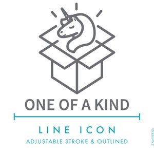 Un icono de línea único SVG, minimalista único hecho a mano icono de embalaje para pequeñas empresas PNG, icono vectorial de símbolo de producto vintage y antiguo