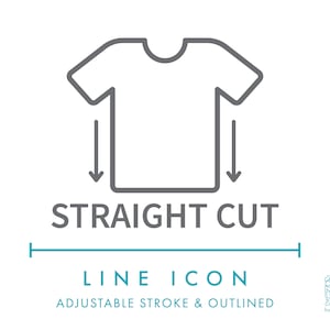 Gerade geschnittene Kleidung Linie Symbol SVG, minimalistische Komfort Fit T-Shirt Bekleidung Textil Symbol PNG, gerade Passform Kleidung Mode Vektor Symbol
