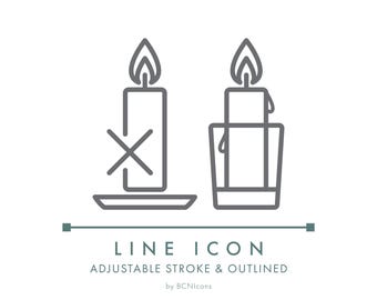 Candle Liquefies Use Suitable Container Candle Safety Line Icon SVG, Fire Hazard Candle Holder Warning PNG, Candle Care Candle Making Symbol