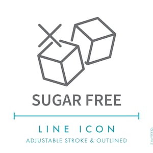 Icône de ligne sans sucre SVG, allergènes alimentaires minimalistes sans icône de symbole d'édulcorant de sucre, icône de vecteur d'ingrédient d'allergie alimentaire diététique