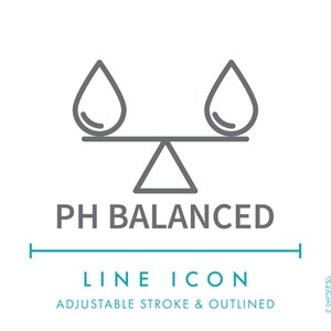 Icono de línea equilibrada de pH SVG, icono de embalaje de cosméticos naturales de pH neutro minimalista PNG, vector de símbolo de producto de champú orgánico a base de plantas