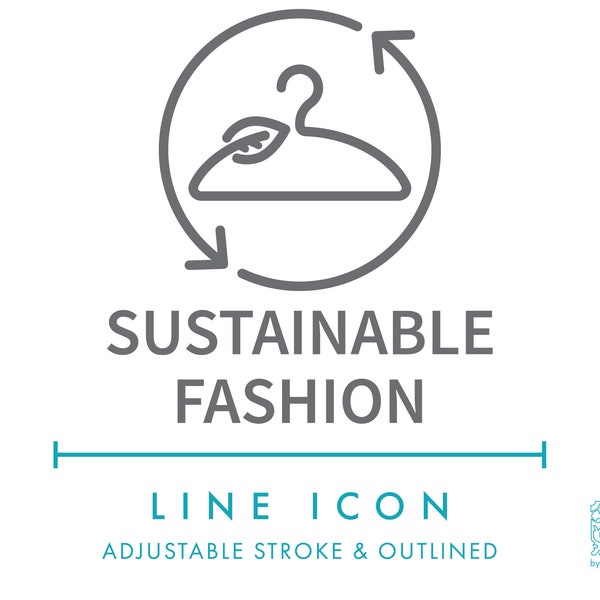 Sustainable Fashion Clothes Line Icon SVG, Minimalist Eco Friendly Apparel PNG, Ecological Ethical Slow Fashion Clothing Vector Symbol