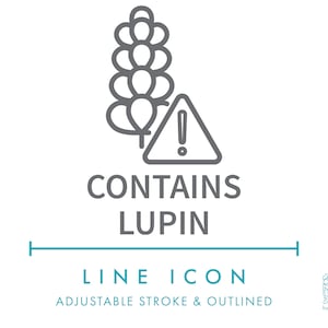 Enthält Lupìn Line Icon SVG, Minimalist Allergy warnend Lebensmittel & Kosmetik Clip Art PNG, Lupinen Allergie Info Zutat Symbol Vektor