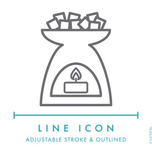 Icono de línea de calentador de cera derretida SVG, clip art de embalaje de calentador de vela minimalista PNG, logotipo vectorial de símbolo de calentador de aceite, icono de calentador de luz de té