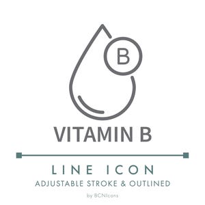 Vitamin B Line Icon SVG, Minimalist Vitamin B Complex Source Antioxidants Food Symbol PNG, Nutritional Label Ingredients Vector Logo