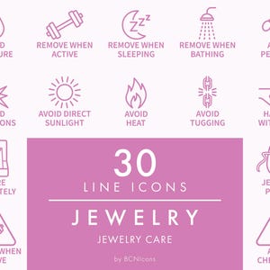 JEWELRY CARE Symbols Line Icons Pack svg, Minimalist Jewellery Instructions Clipart, Bijouterie Accessories Product Symbol Vector Icons