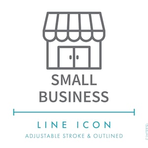 Icono de línea de pequeña empresa SVG, icono de empaque de negocio artesanal de tienda minimalista PNG, icono vectorial de símbolo de producto de tienda local sostenible