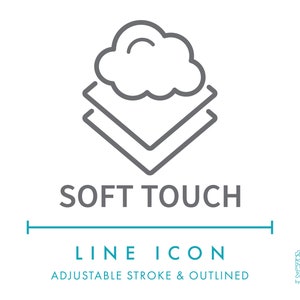 Soft Touch Textile Material Linie Symbol SVG, minimalistische Ultra Soft Fabric Funktion PNG, Soft Comfort Material Eigenschaften Weben Vektor Symbol