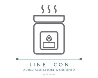Candle Warmer Line Icon SVG, Minimalist Candle Heater Packaging Clipart PNG, Oil and Wax Melt Warmer Symbol Vector Logo