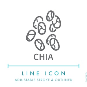 Icône de ligne de chia SVG, allergènes alimentaires minimalistes Icône de symbole gratuite de graines de chia, icône vectorielle éditable d'ingrédients d'allergie nutritionnelle