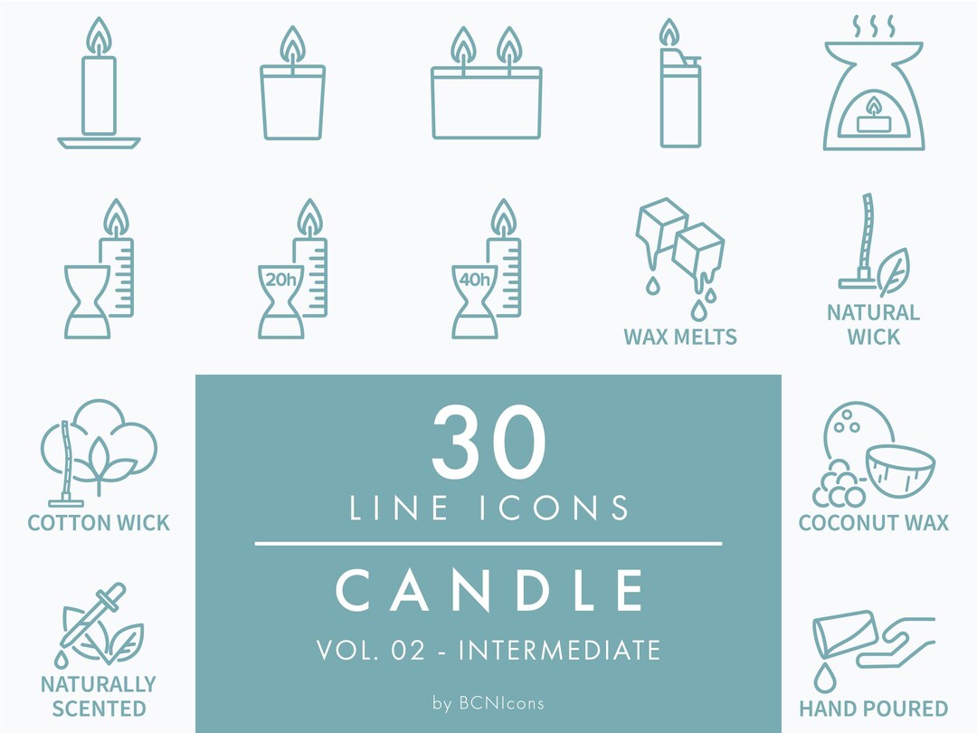 INTERMEDIATE PACK: Candle Making Symbols Line Icon Pack Vol. 02 SVG ...