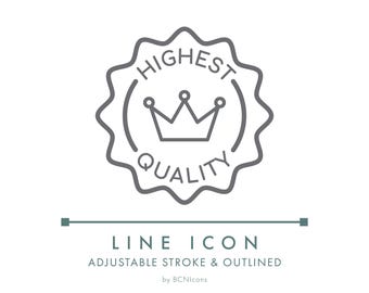 Highest Quality Badge Ecommerce Line Icon SVG, Minimalist Product Quality Logo PNG, Premium Quality Online Store Vector Symbol