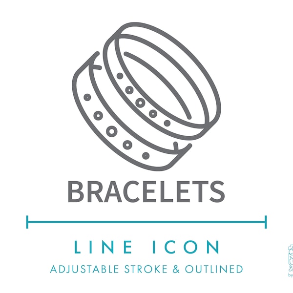 Bracelets Jewelry Line Icon SVG, Minimalist Bangles Jewellery Icon PNG, Handmade Bijouterie Accessories Armband Vector Symbol