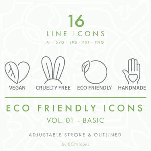 BASIC PACK: Umweltfreundliche Line Icons Vol. 01 SVG, Minimalistische grüne Verpackung Clip Art png, nachhaltiges Naturprodukt Symbol Vektor-Icons