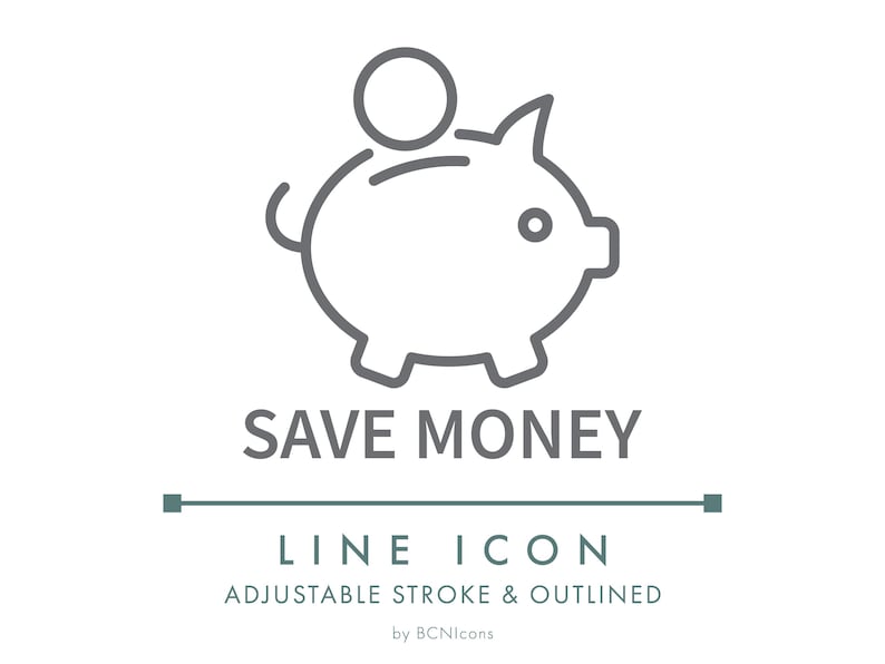 Save Money Ecommerce Line Icon SVG, Business Piggy Bank Discount Web ...
