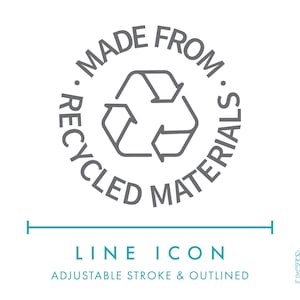 Hergestellt aus recycelten Materialien Linie Symbol SVG, Recycling Umweltfreundliches Produktverpackung Symbol PNG, Symbol für nachhaltiges Produkt Vektor