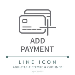 Add Payment Ecommerce Line Icon SVG, Business Web Add Credit Card Payment Method PNG, Payment Gateway Online Store Checkout Website Logo