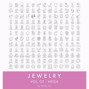 Schmuck Linie Icons Vol. 05 MEGA PACK svg, Minimalist Schmuck Clipart, Bijouterie Zubehör Material Produkt Symbol Vektor-Icons