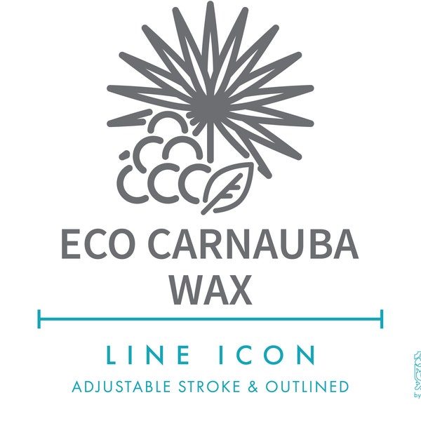 Eco Carnauba Wax Candle Making Line Icon SVG, Eco Friendly Vegan Palm Wax Candle Packaging Logo PNG, Natural Plant Candle Wax Symbol Vector