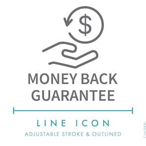 Garanzia di rimborso e-commerce icona linea SVG, icona minimalista negozio online aziendale PNG, simbolo vettoriale logo pagamento sicuro negozio online