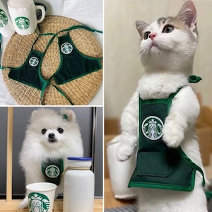 StarPaws Cafe Barista Apron for Dogs and Cats - Funny and Cute pet's cosplay costumes Halloween clothing